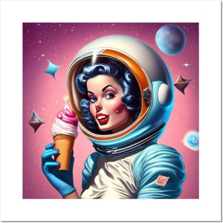 Cosmic Delights: Ice Cream and Interstellar Pin-Ups Posters and Art